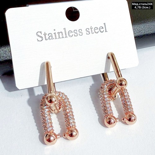 Сережки мед.сталь24К 10535 (3см)